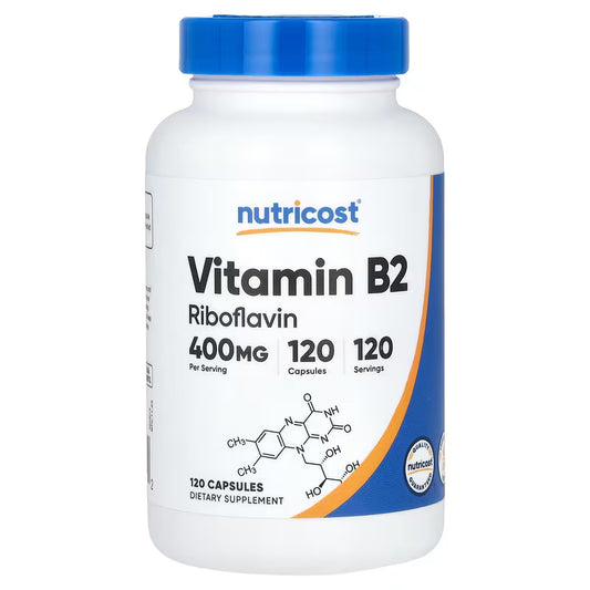 Vitamin B2 Rivoflavin 400 mg  Nutricost 120 Capsulas
