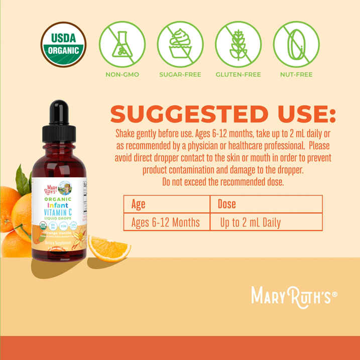 MaryRuth - Organics Gotas Líquidas de Vitamina C para Infantes, 60ml