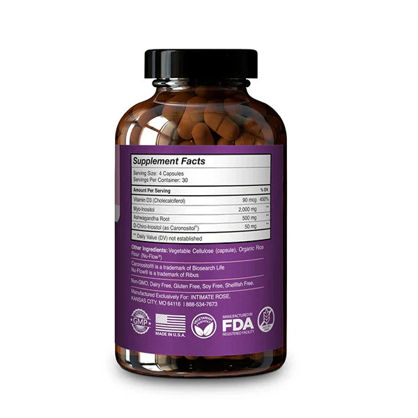 Myo-Inositol & D-Chiro Inositol + Aswagandha  Intimate Rose 120 Capsulas
