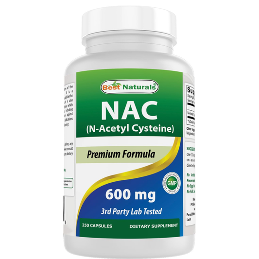 Best Naturals - NAC (N-Acetyl Cysteine), 600mg - 250 tabletas