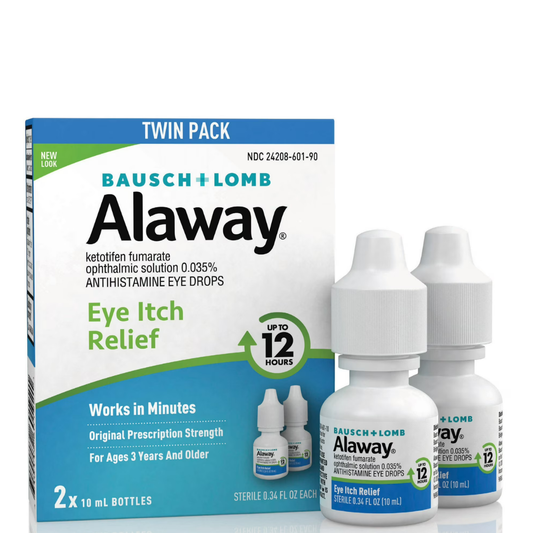 Alaway Gotas para los Ojos para Alergias para Ojos Secos y con Picazón con Antihistamínico Que Actúa en Minutos, 0.34 fl oz, Paquete de 2