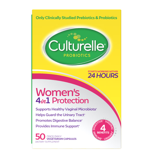 Culturelle Probióticos Suplemento Diario de Protección 4 en 1 para Mujeres, Apoya el Microbioma Femenino, 50 Unidades