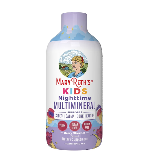 MaryRuth Organics Kids Liquid Nocturno Multimineral para la Salud de los Niños, Sorbete de Bayas, sin Azúcar - 450ml