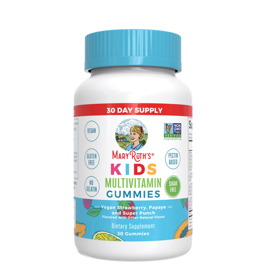 MaryRuth Organics Gomitas Multivitamínicas para Niños, Salud Infantil, sin Azúcar, Fresa Papaya Super Ponche, 30 gummies