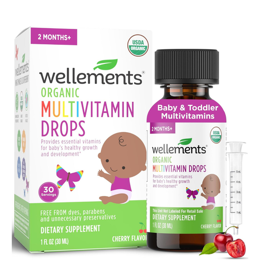 Wellements Gotas multivitamínicas orgánicas para bebés, 30ml