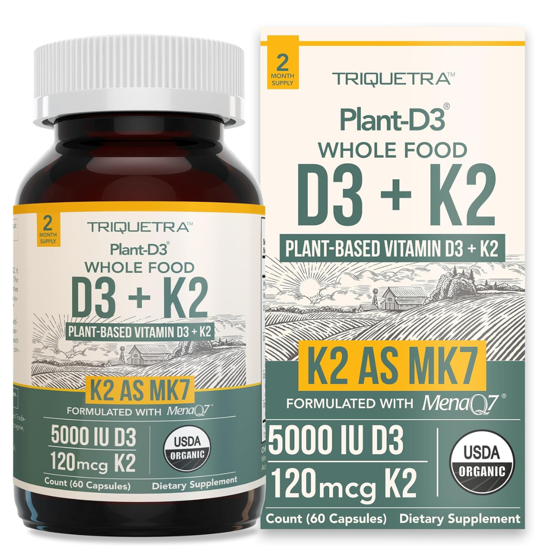 Triquetra - Plant-D3(5000IU) + K2(120mcg), 60 capsulas