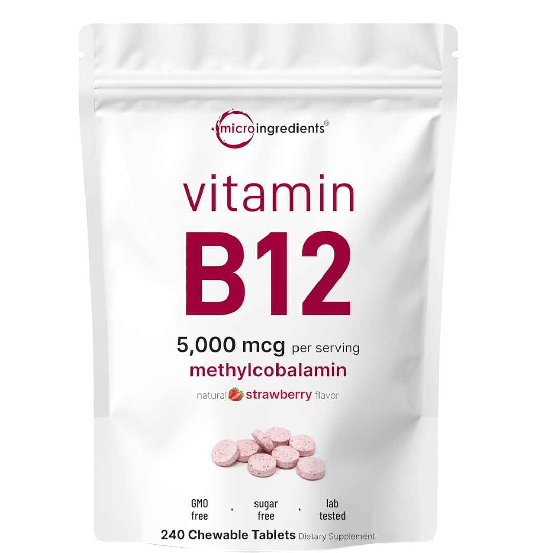 MicroIngredients - Vitamina B12(5,000mcg), 240 tabletas chewable