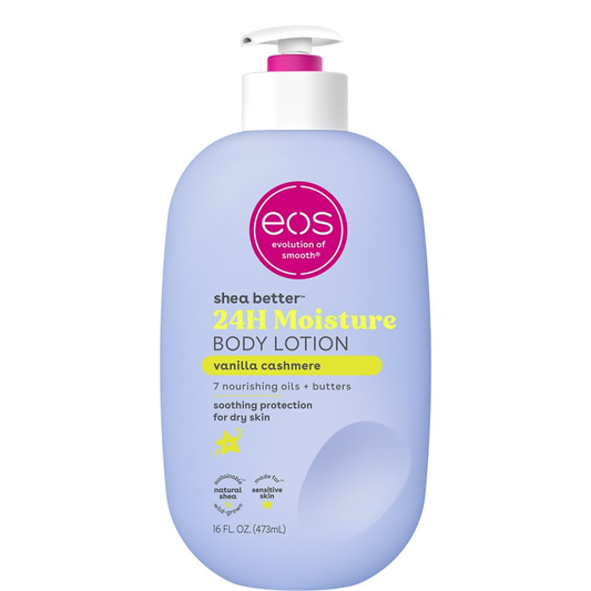 EOS-  Shea Better Loción corporal Vanilla Cashmere, cuidado de la piel con humedad las 24 horas- 473ml