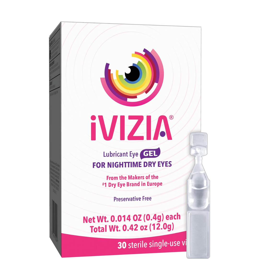 iVIZIA Gel de ojos para ojos secos nocturnos, sin conservantes, 30 viales de un solo uso