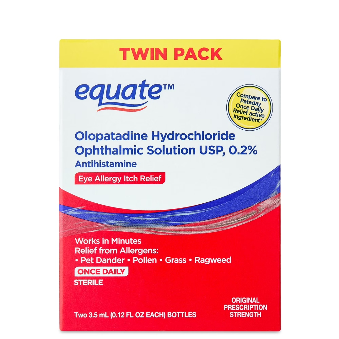 Equate Gotas Oftálmicas Antihistamínicas para Aliviar la Picazón Ocular, Olopatadina HCL 0.2%, 3.5 Ml