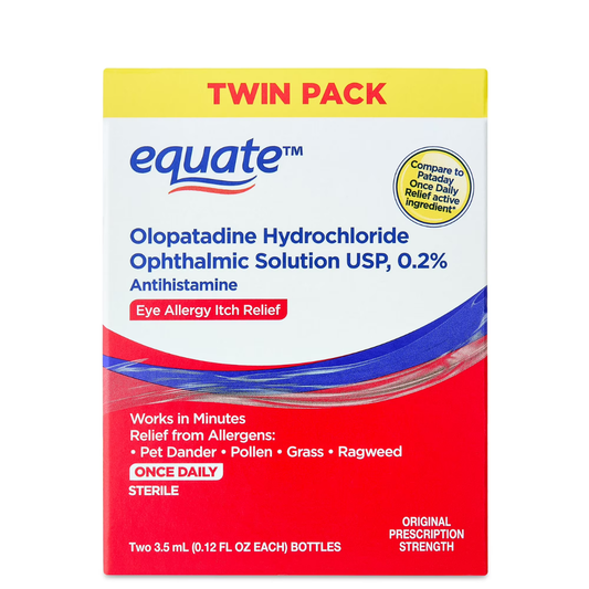 Equate Gotas Oftálmicas Antihistamínicas para Aliviar la Picazón Ocular, Olopatadina HCL 0.2%, 3.5 Ml