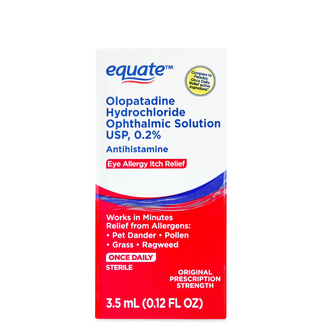 Equate Gotas Oftálmicas Antihistamínicas para Aliviar la Picazón Ocular, Olopatadina HCL 0.2%, 3.5 ml