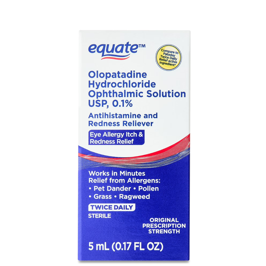 Equate Gotas Oftálmicas Antihistamínicas para Aliviar la Picazón Ocular, Olopatadina HCL 0.1%, 5 Ml