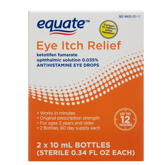 Equate Gotas Oftálmicas Antihistamínicas para Aliviar la Comezón Ocular, 2 Unidades(10 mL)
