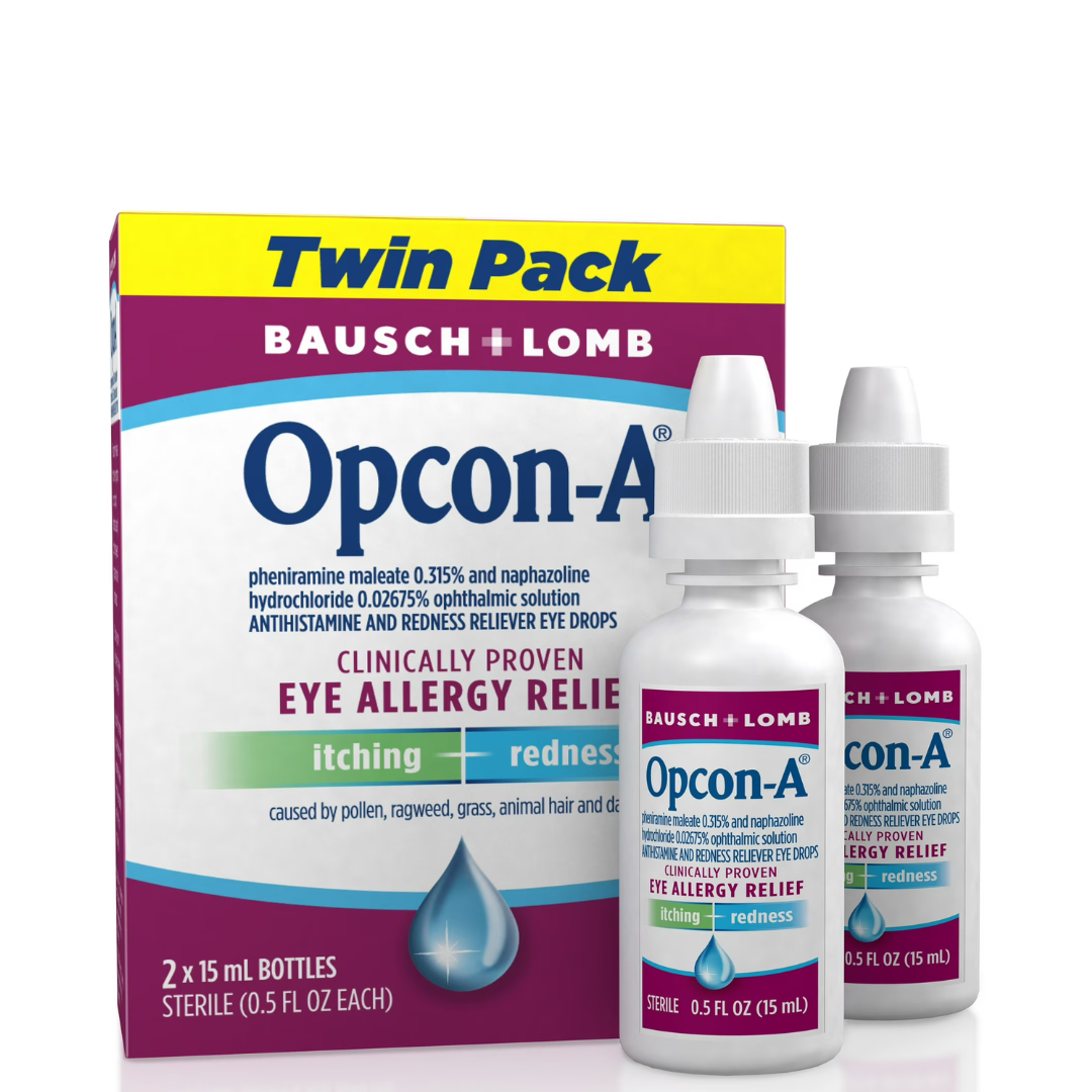 Opcon-A Gotas para Aliviar Alergias Oculares para Alivio de Ojos Rojos con Picazón con Antihistamínico y Alivio Del Enrojecimiento, 15ml, Paquete de 2