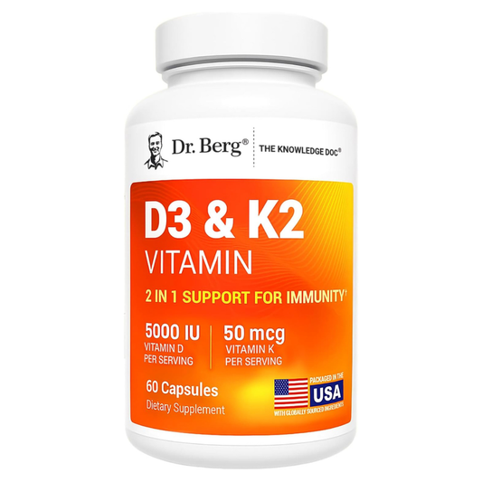 Dr. Berg - D3(5000IU) + K2(50 MCG), 60 capsulas