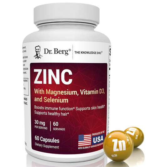 Dr. Berg - Zinc con Magnesio , Vitamina D3 y Selenio 30mg, 60 capsulas