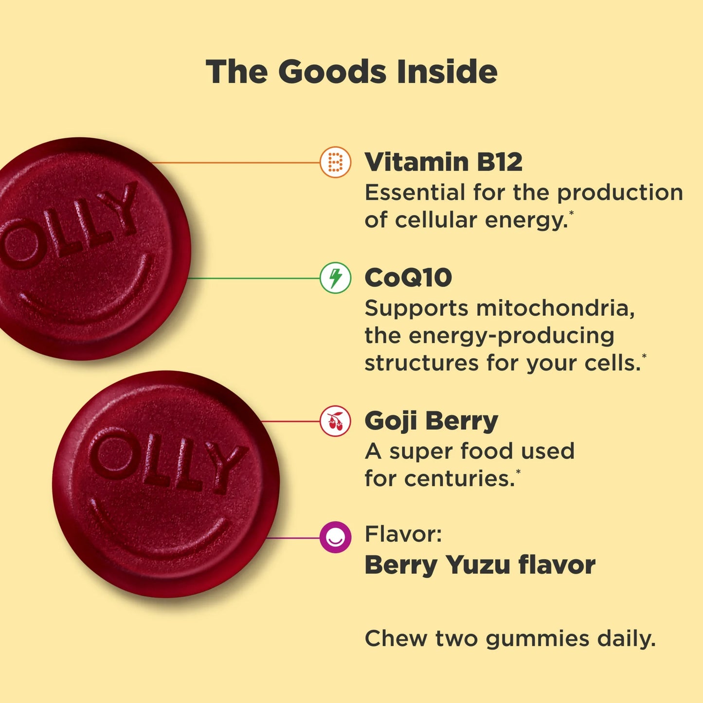 Olly - Extra Strength Daily Energy vitamina B12(1000mg) - 60 gummies
