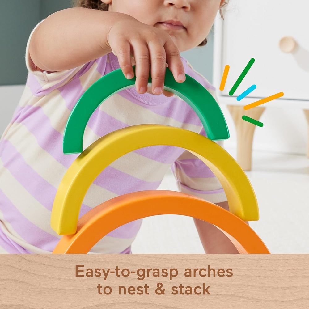 Fisher-Price Juguete apilable de madera para niños pequeños, 6 piezas de madera coloridas para construir juegos de desarrollo, niños a partir de 18 meses