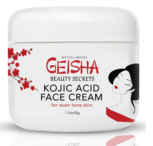 Geisha Kojic Acid Cream - 50ml. Crema iluminadora de la piel para cara, cuerpo, manos - con ácido glicólico