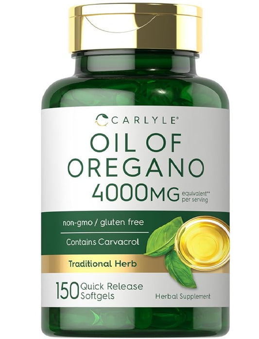 Aceite de Oregano Carlyle 4000mg - Oil of Oregano 150 Capsulas de Gel.