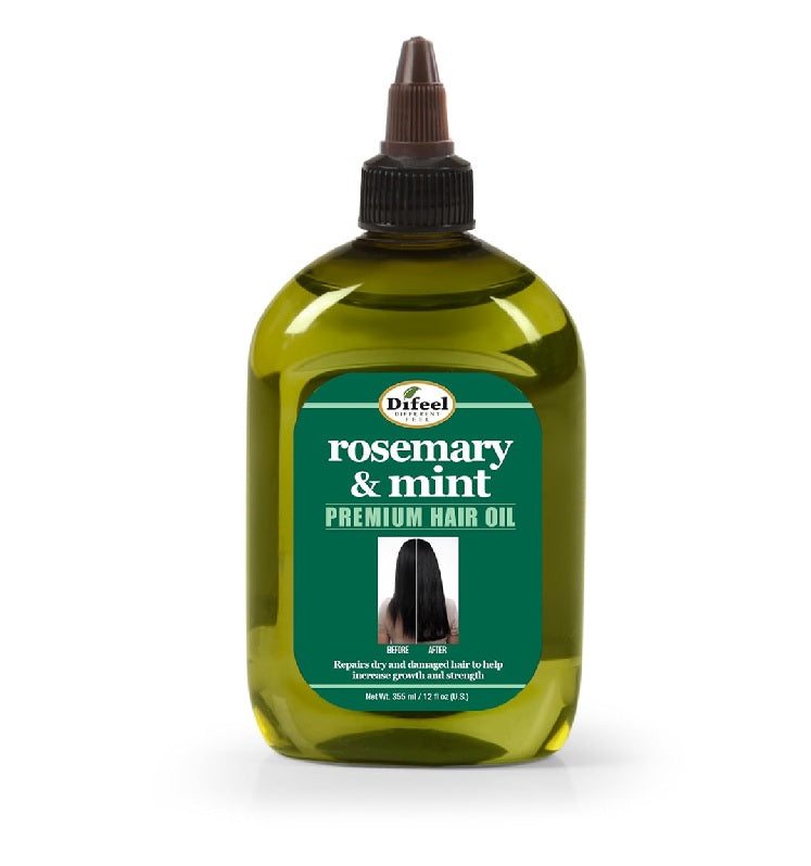 Difeel Aceite para el cabello de Romero y Menta prémium con biotina, 355ml.  Natural para el crecimiento del cabello y biotina