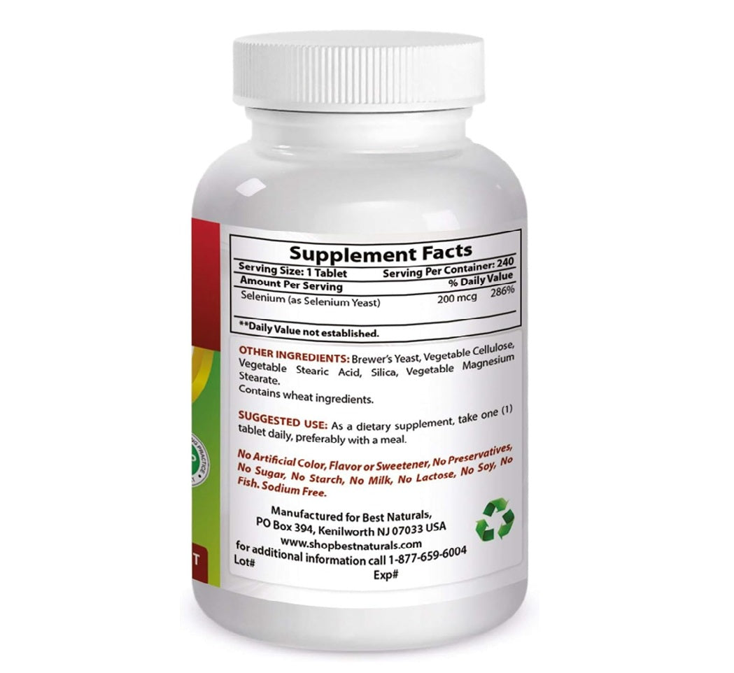 Selenium Best Naturals  Selenio de 200 mcg, 240 Tabletas