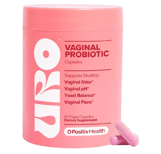 URO Vaginal Probiotics para la salud vaginal de las mujeres, equilibrio del pH, mezcla de prebióticos y probióticos Lactobacillus, promueve el olor y flora vaginal saludable, 60 cápsulas, (1 unidad)